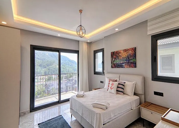 With Private Pool And Sea View In Goecek,