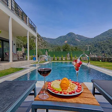 With Private Pool And Sea View In Goecek, Fethiye