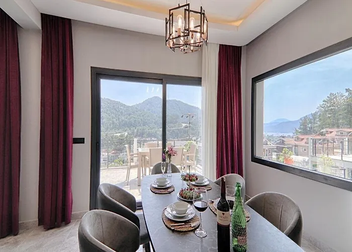 With Private Pool And Sea View In Goecek, Fethiye