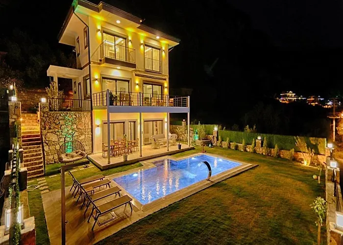 With Private Pool And Sea View In Goecek,