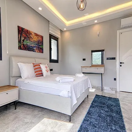 With Private Pool And Sea View In Goecek,