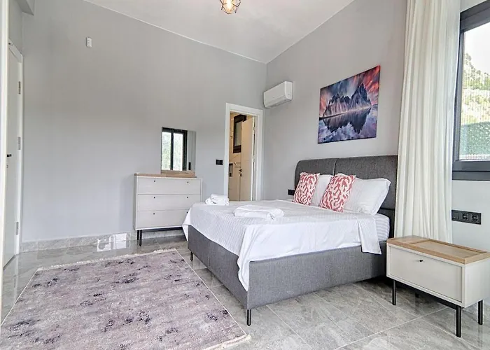 With Private Pool And Sea View In Goecek,