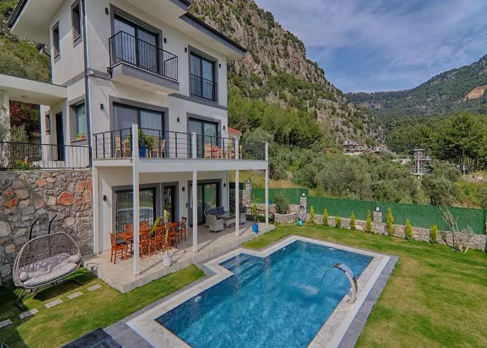 With Private Pool And Sea View In Goecek, Villa Fethiye