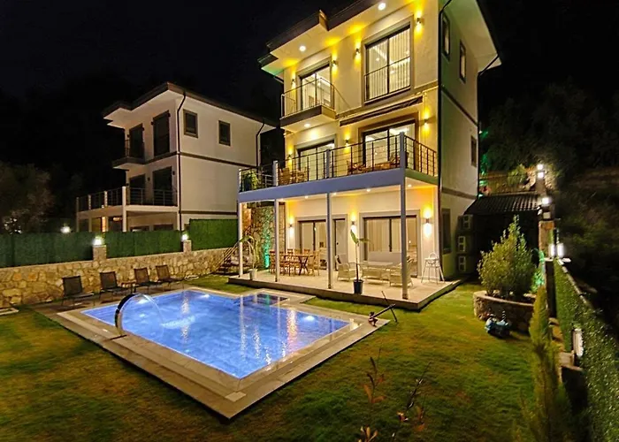 With Private Pool And Sea View In Goecek, Fethiye