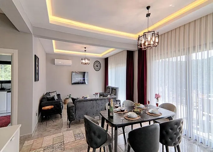 With Private Pool And Sea View In Goecek,