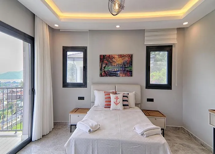 With Private Pool And Sea View In Goecek, Villa Fethiye