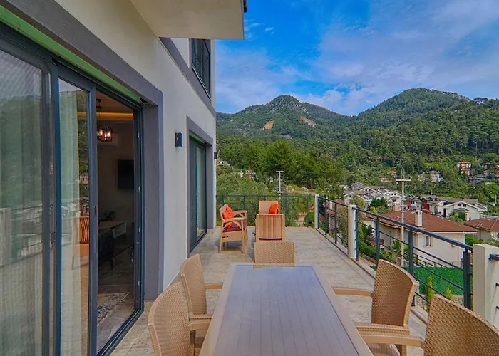 With Private Pool And Sea View In Goecek,