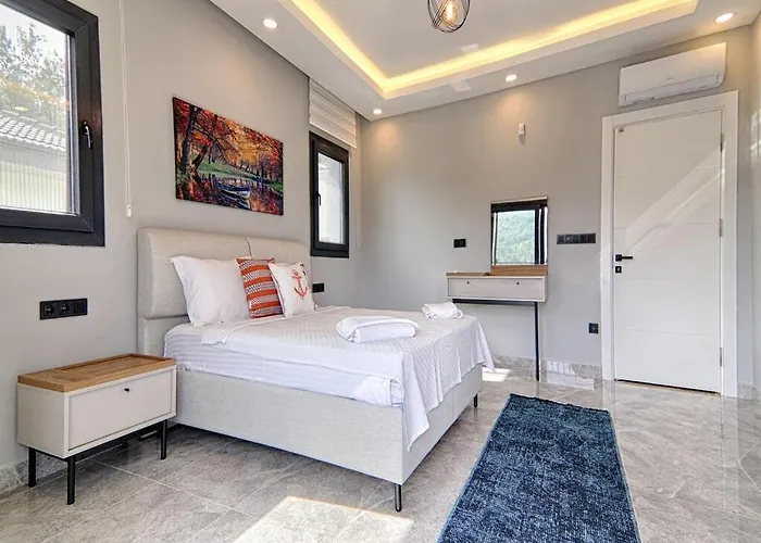 With Private Pool And Sea View In Goecek,